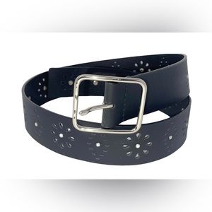 Black Leather LP Perforated Belt Medium